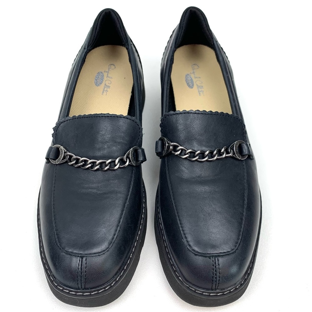 Dr. Scholl's Black Leather Chain Loafers